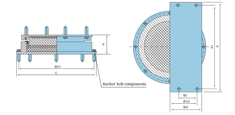 The drawing of GPZ (Ⅲ) highway bridge seismic guided sliding pot bearing is on the white background.