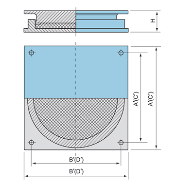 The drawing of GPZ highway bridge fixed pot bearing is on the white background.