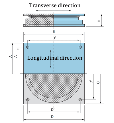 The drawing of GPZ highway bridge free sliding pot bearing is on the white background.