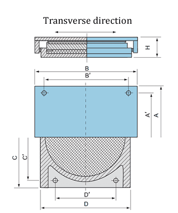 The drawing of GPZ highway bridge guided sliding pot bearing is on the white background.