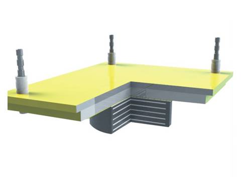 A rectangular LNR bearing rubber with top base plate.
